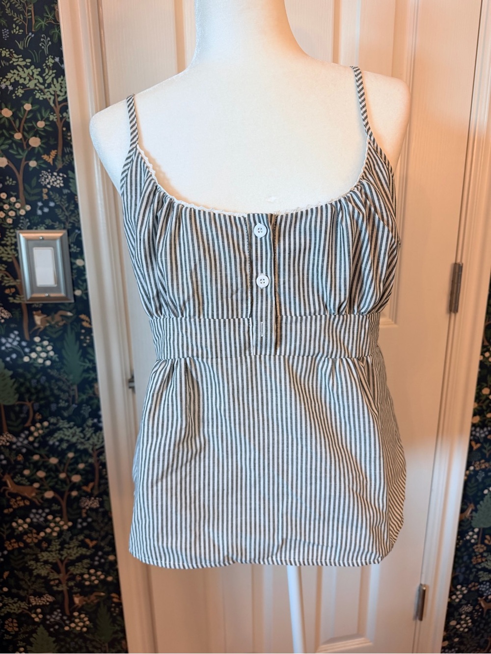 Forever 21 Blue and White Striped Button-Front Cami